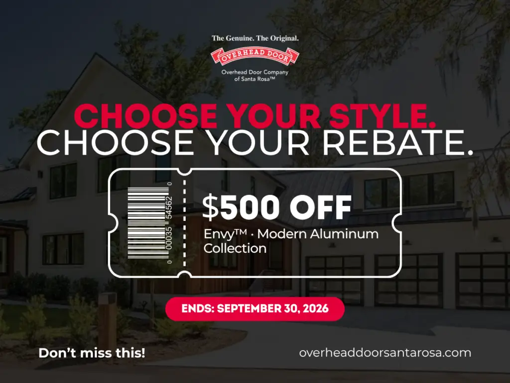 Save Up to $500 on a New Garage Door in Sonoma County With the Home Refresh Rebate